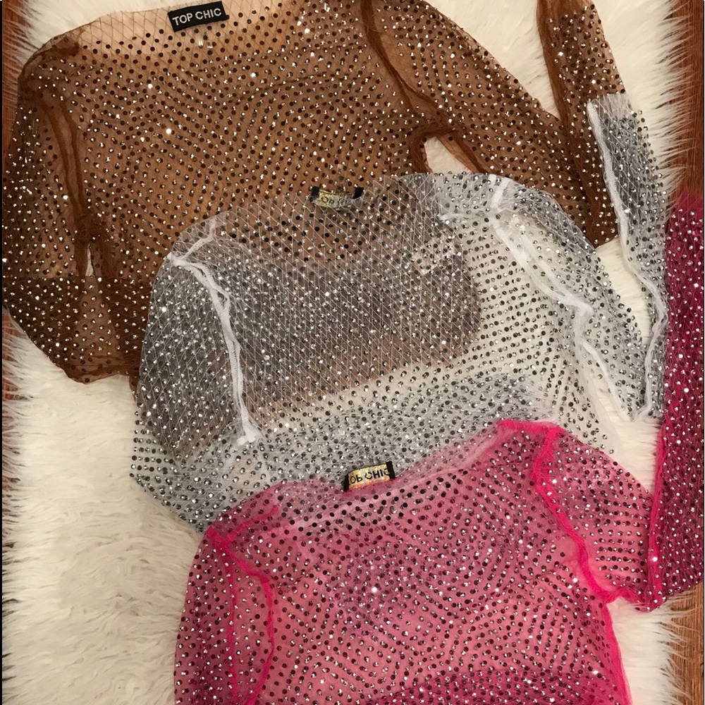 Beautiful Mesh Stone Half Tops